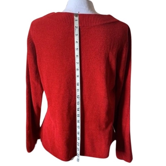 Erika Red Knit Sweater with Bow Detail. Long Sleeve. Elegant & Unique. Medium - Picture 7 of 9
